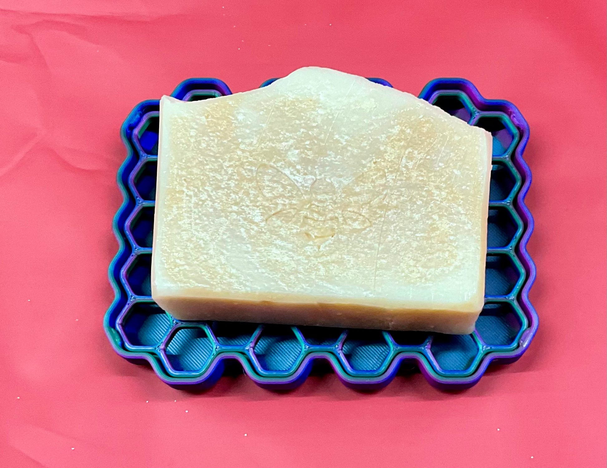Fuchsia green blue rectangle soap dish for handmade soap