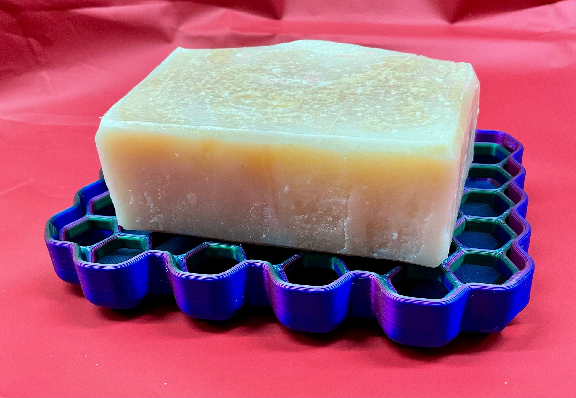 Fuchsia green blue rectangle soap dish for handmade soap