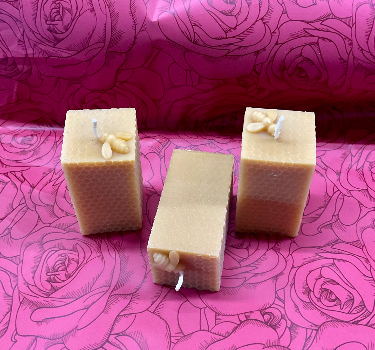 Beeswax Pillar Candle – Honeycomb Design
