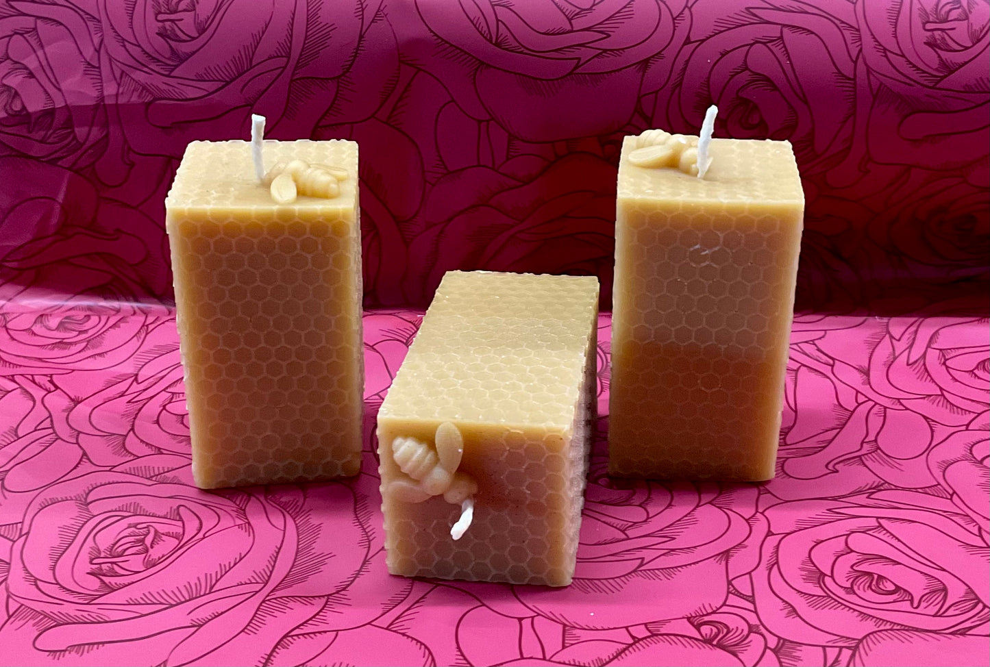 Beeswax Pillar Candle – Honeycomb Design
