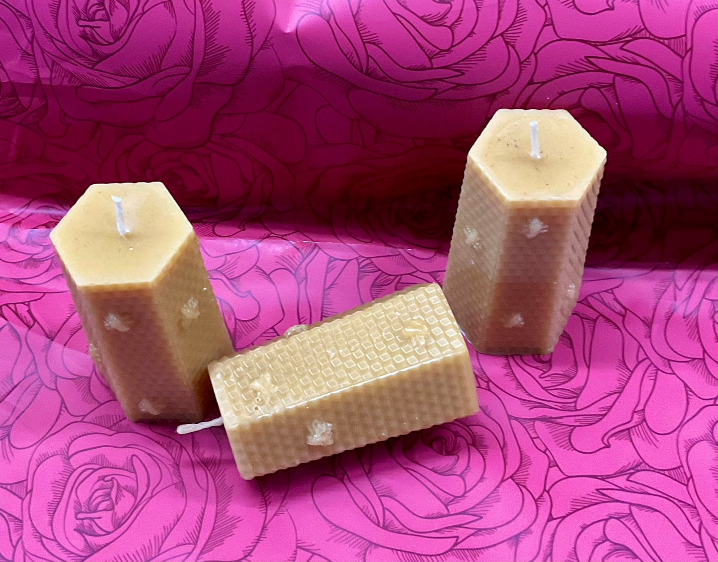 Beeswax Pillar Candle – Honeycomb Design