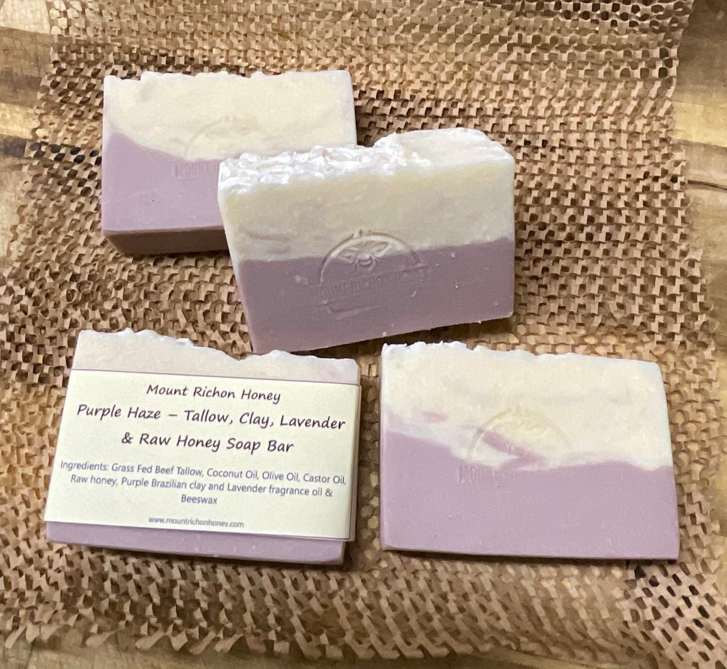Purple Haze – Tallow, Clay, Lavender & Raw Honey Soap Bar