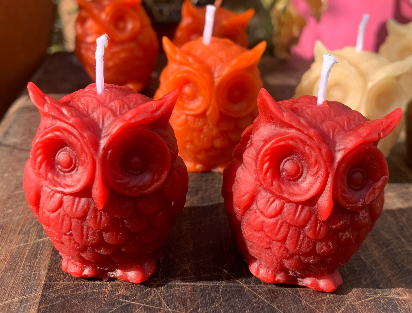 Hand Poured Mini Beeswax Owl Candles