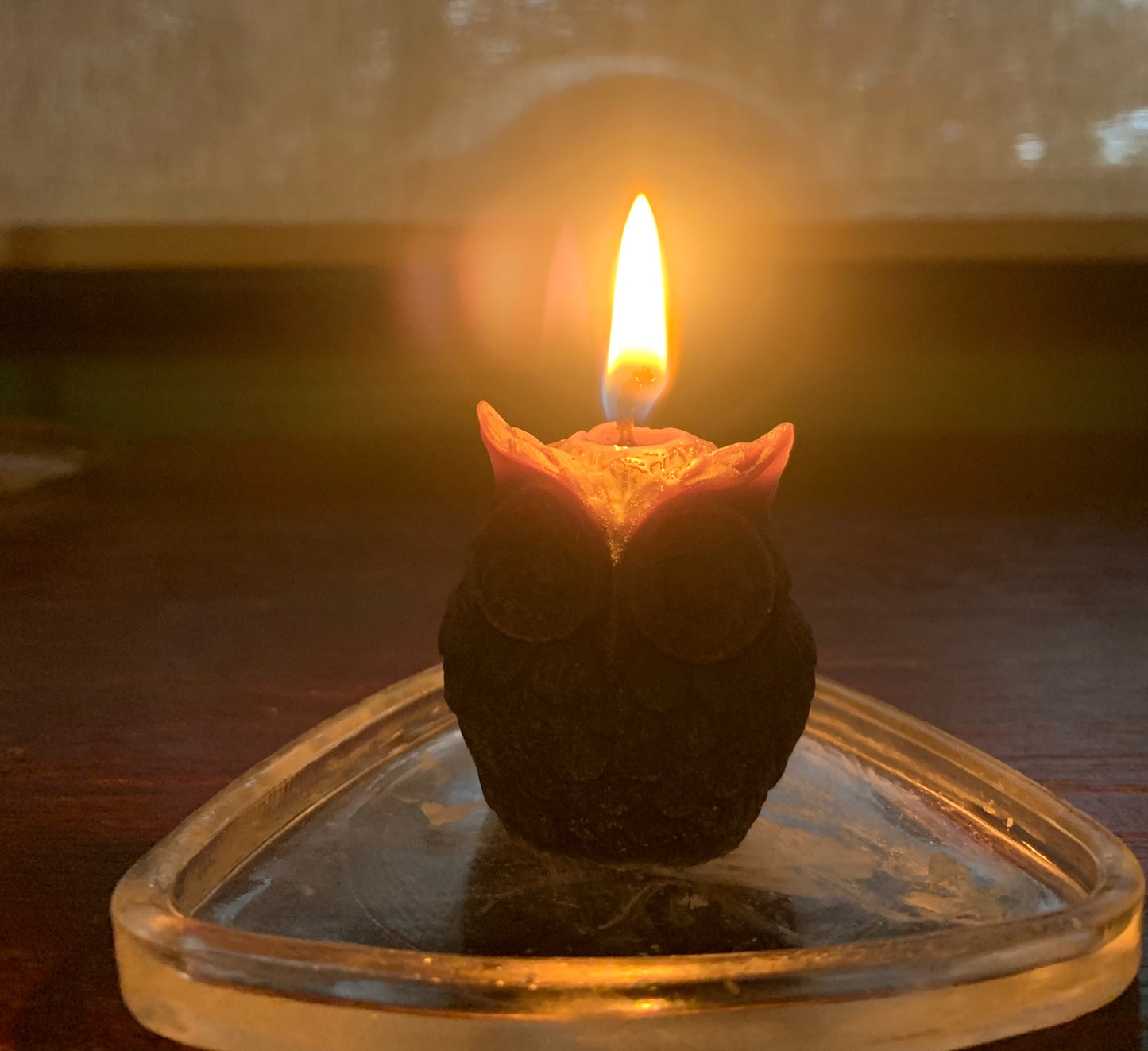 Mini beeswax owl candle