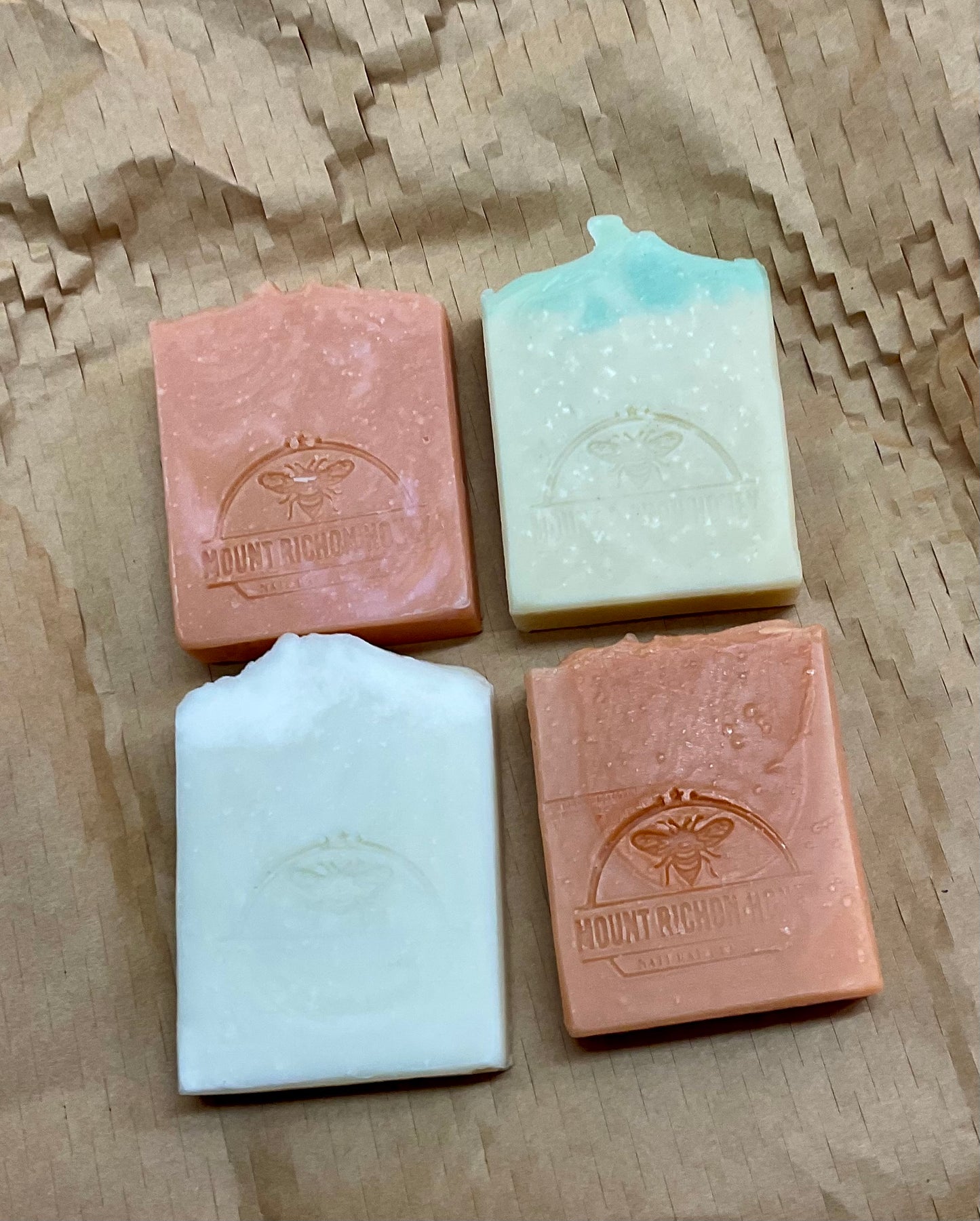 Cold process soap bars made with grass-fed tallow and clays