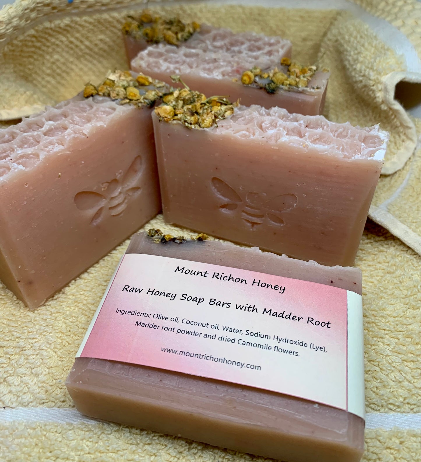 Raw Honey Soap with Madder Root (Fragrance Free)