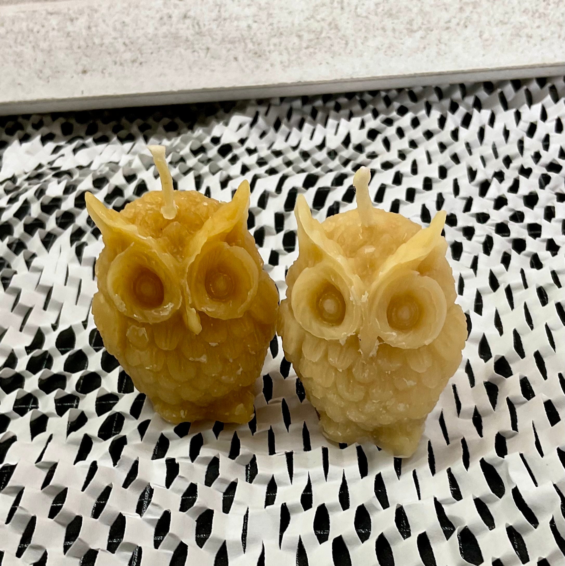 Hand Poured Mini Beeswax Owl Candles – Mount Richon Honey