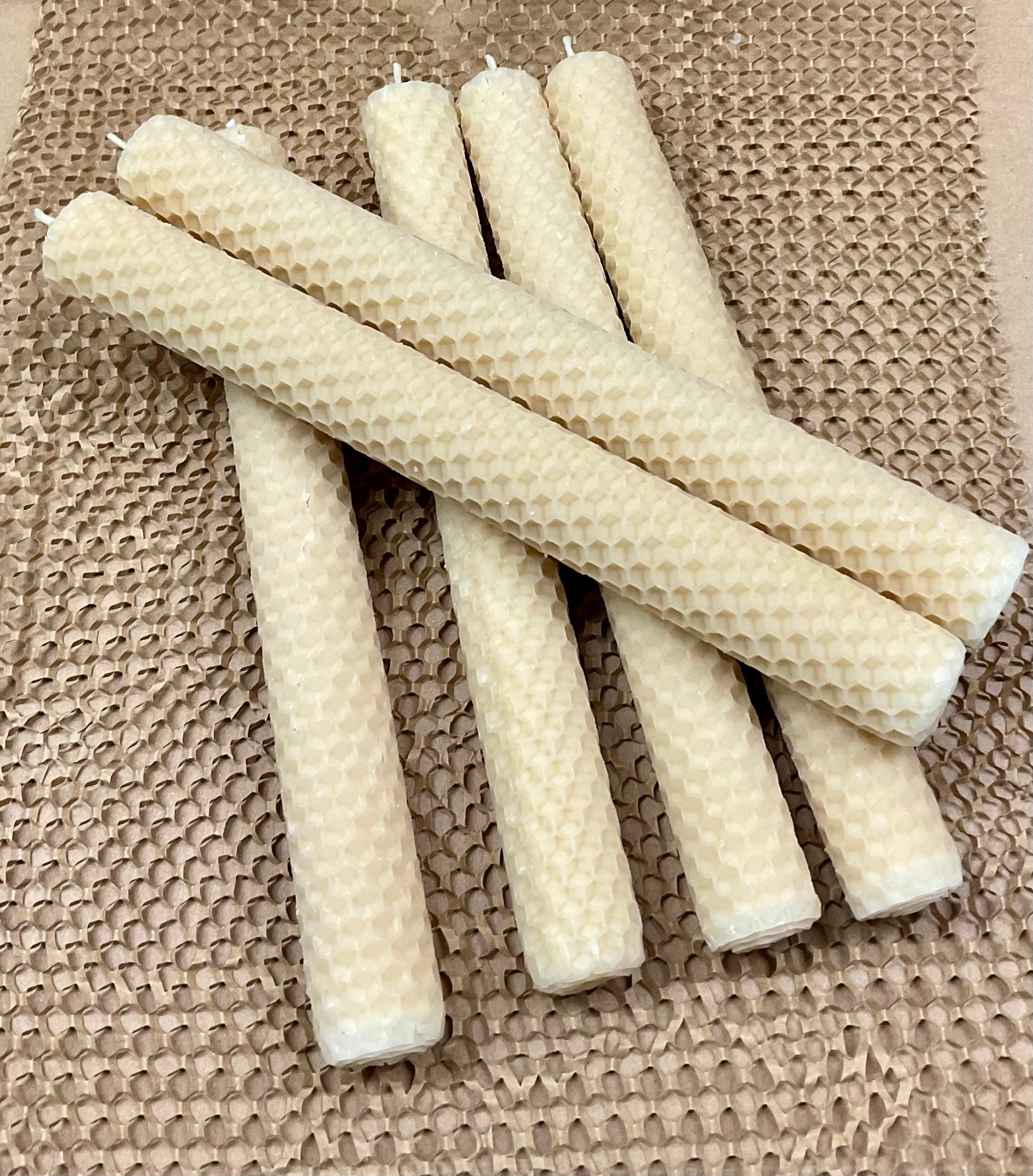 Natural Beeswax Hand Rolled Pillar - Dinner Candles **20cm**