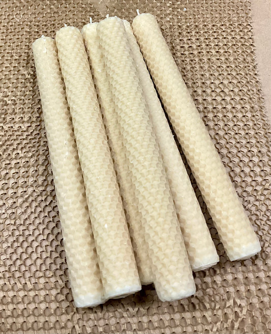 Natural Beeswax Hand Rolled Pillar - Dinner Candles **20cm**