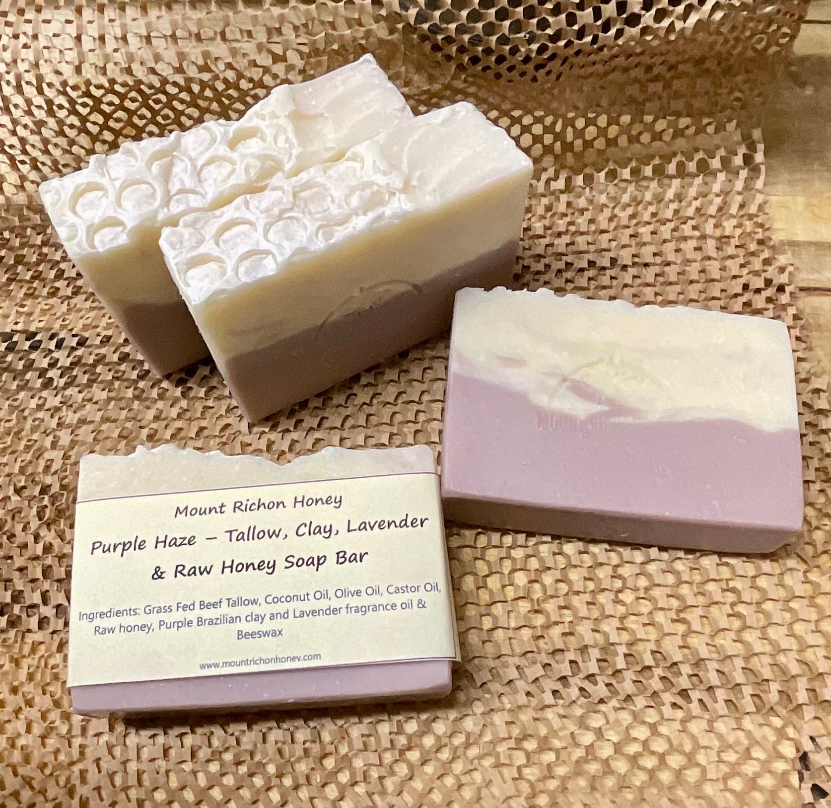 Purple Haze – Tallow, Clay, Lavender & Raw Honey Soap Bar