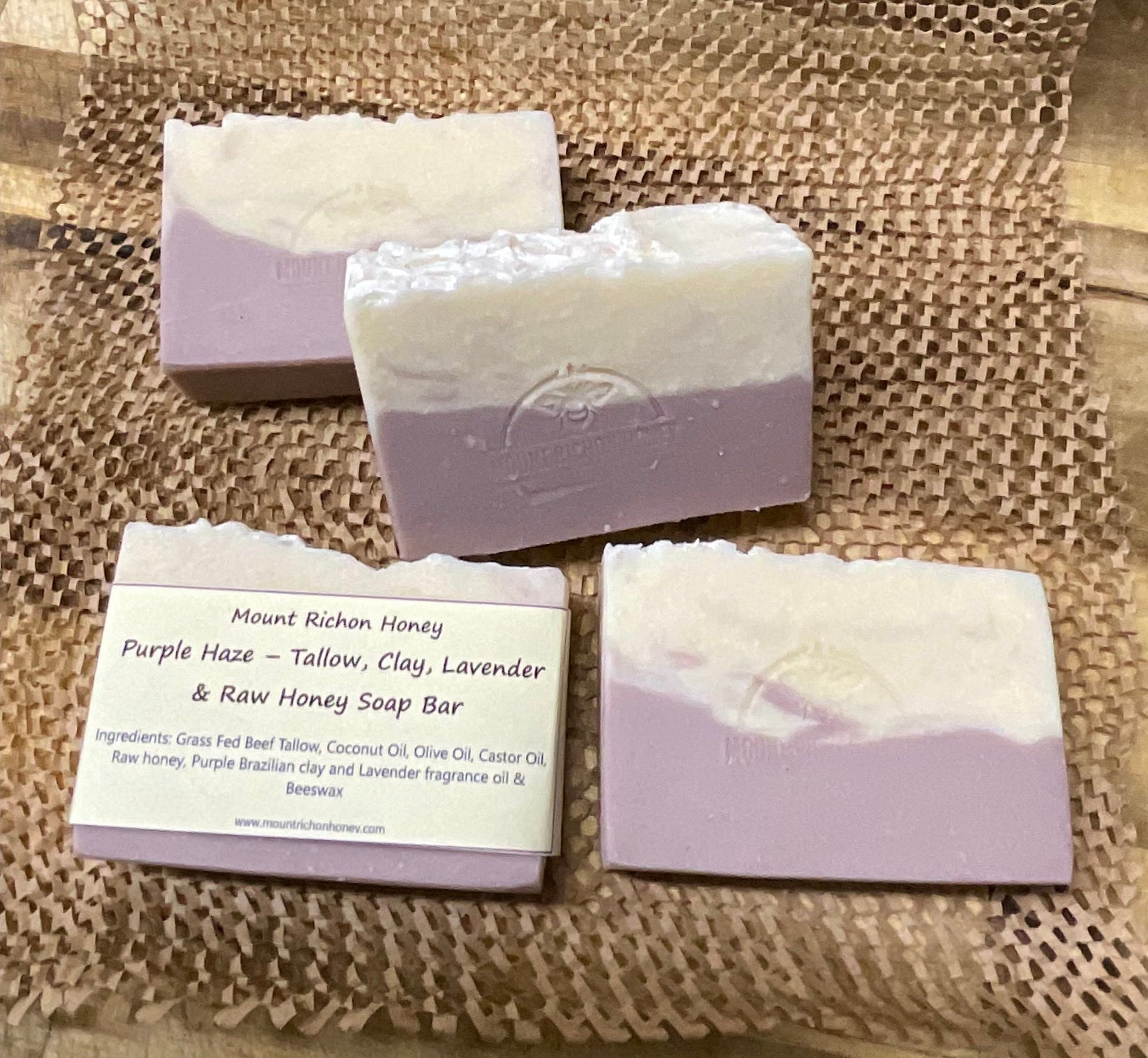 Purple Haze – Tallow, Clay, Lavender & Raw Honey Soap Bar
