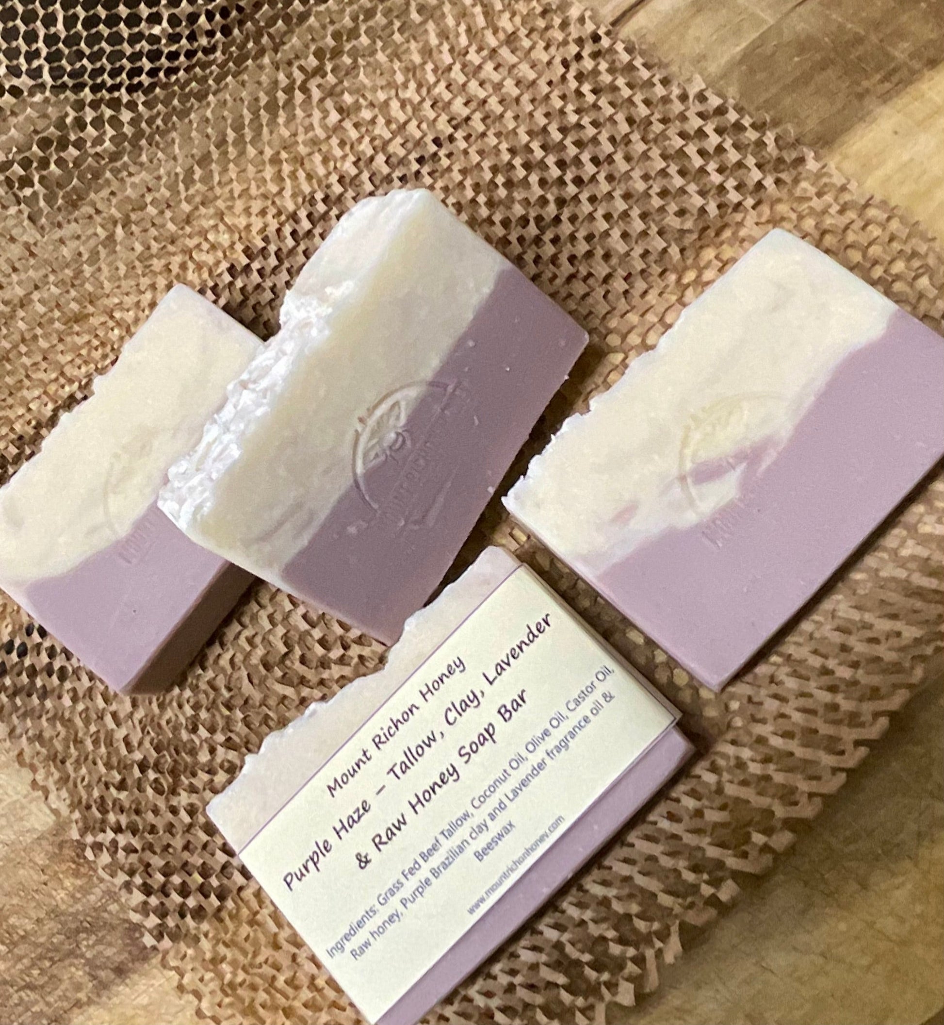 Purple Haze – Tallow, Clay, Lavender & Raw Honey Soap Bar