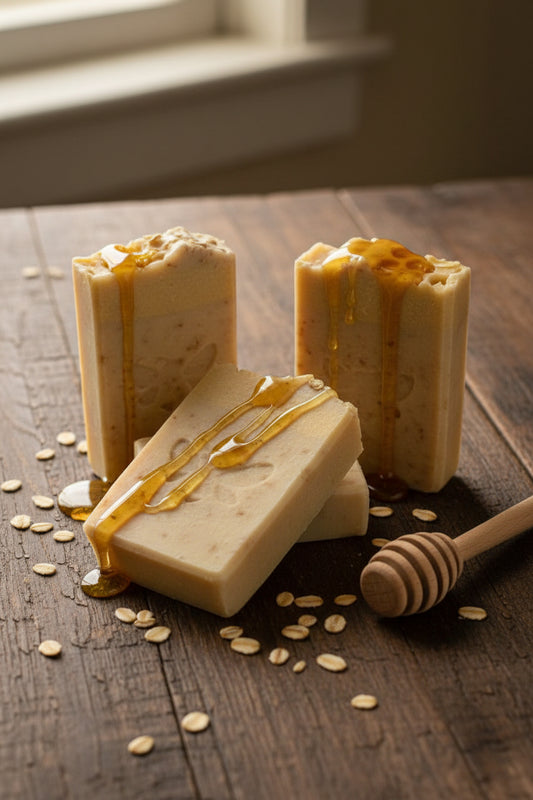Oatmeal and raw honey soap bars