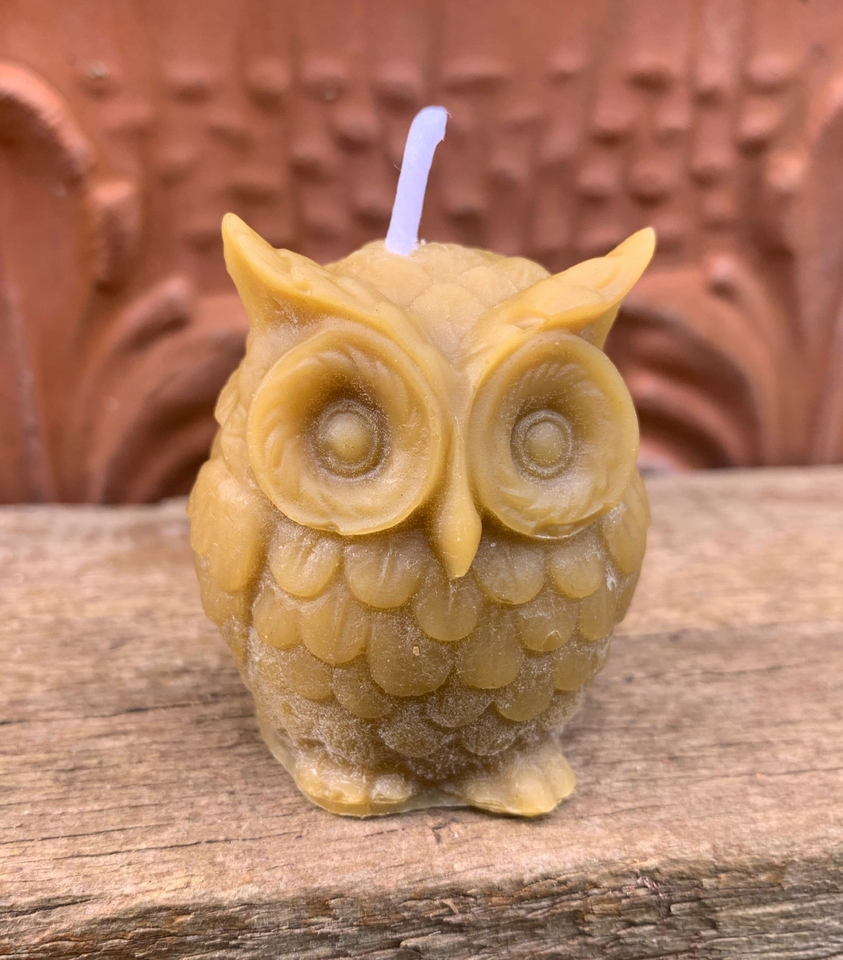 Mini beeswax owl candle