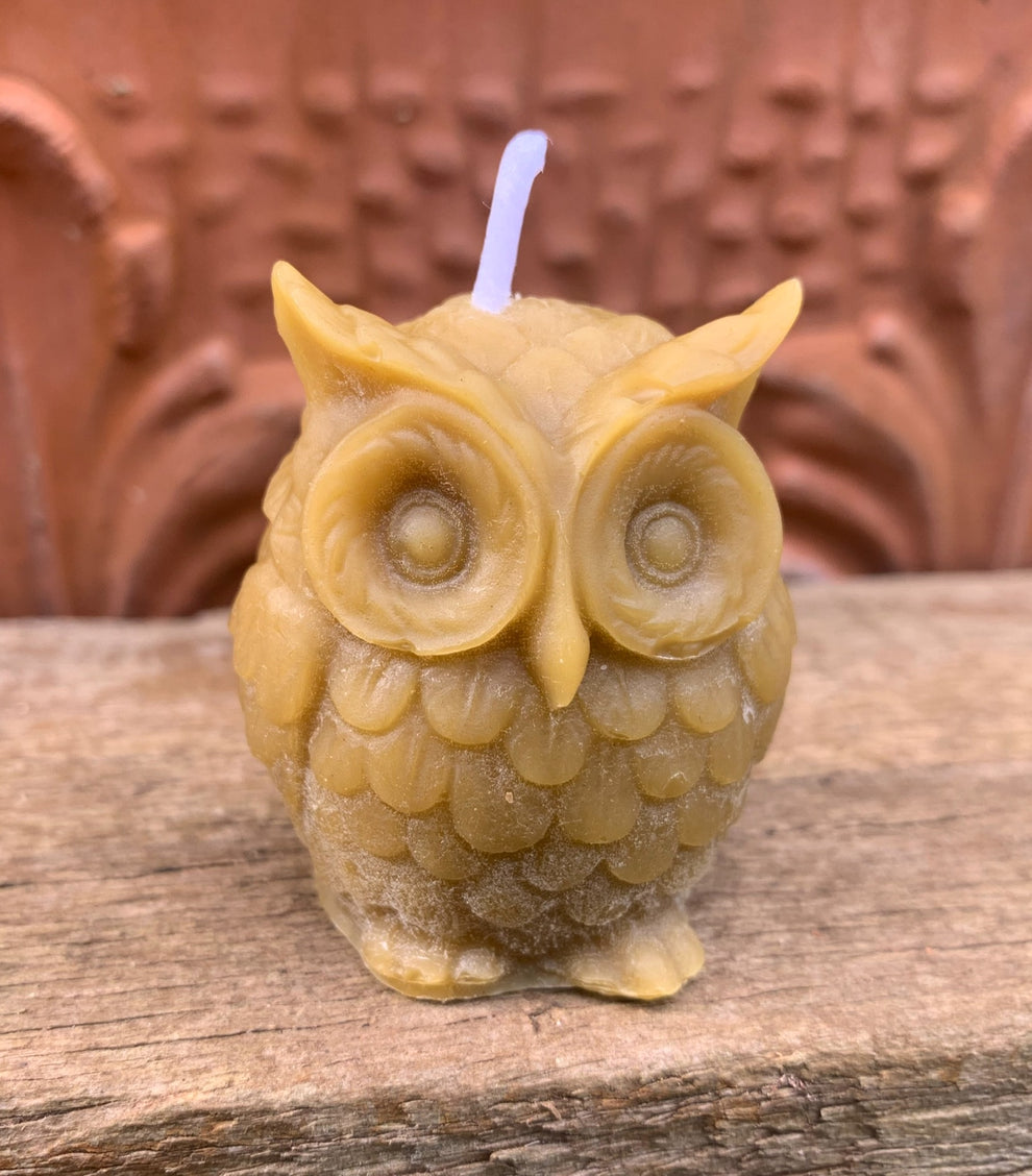 Hand Poured Mini Beeswax Owl Candles – Mount Richon Honey