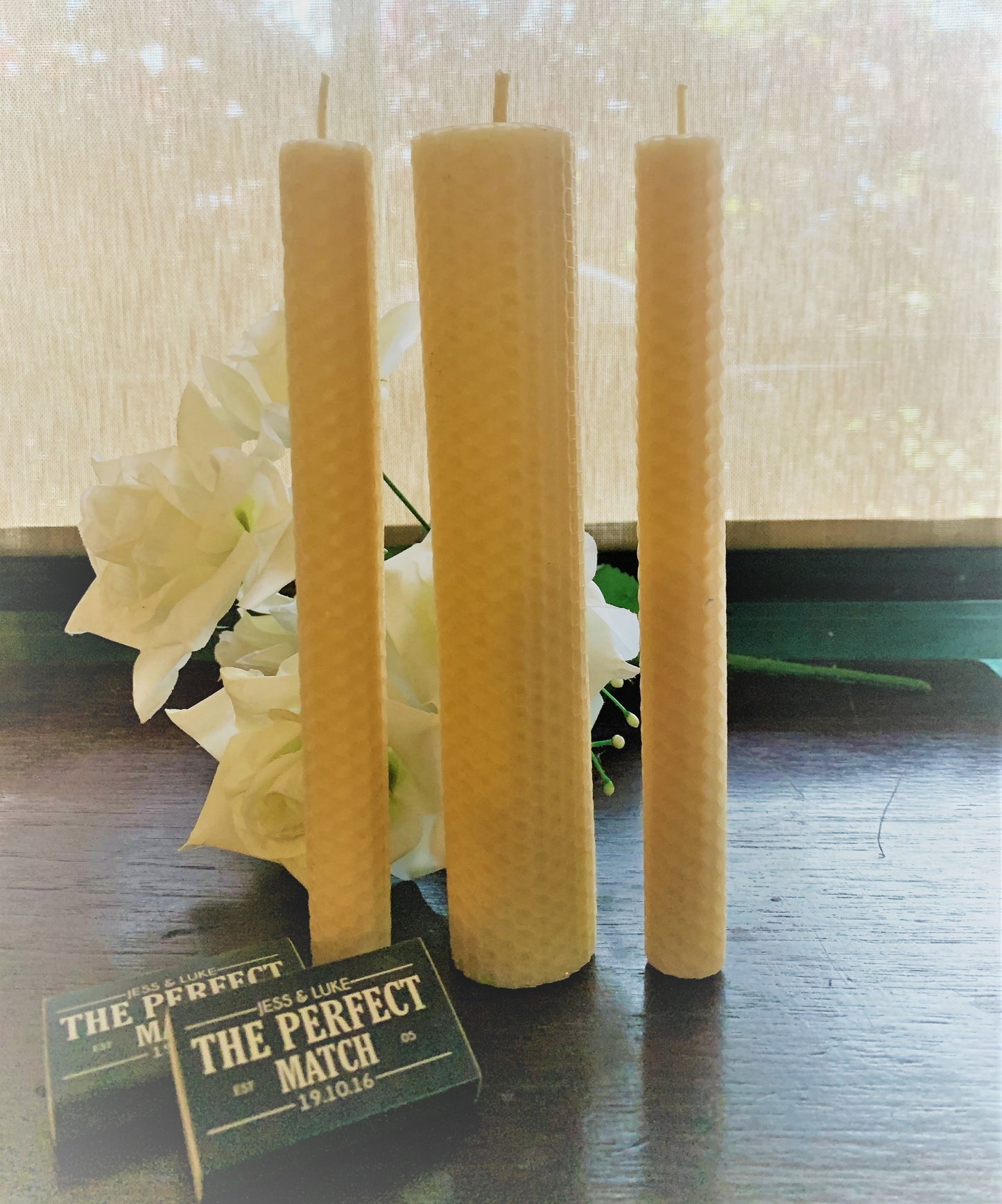 Unity candle set for a romantic wedding - Ceremony pillar and taper style candles
