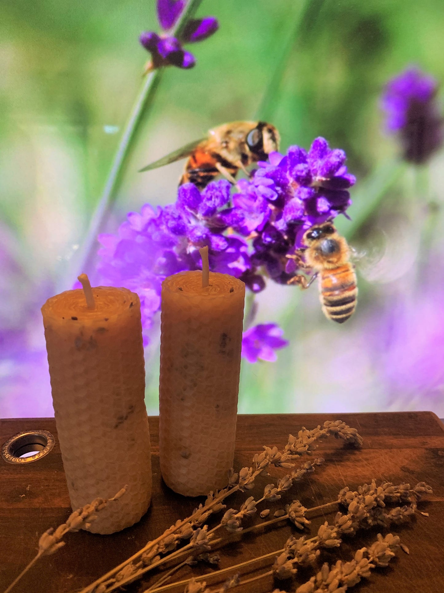 Mount Richon Honey Lavender Beeswax rolled candle