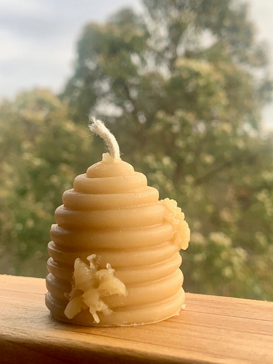 Small Beehive Skep Beeswax Candle